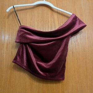 Forever 21 Rich Maroon Velvet Crop Top New With Tags